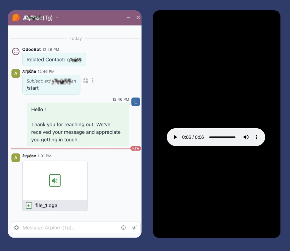 Telegram voice messages in Odoo